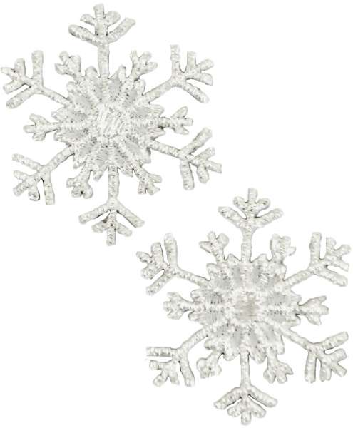 Christmas Medium Branch Snowflake Iron-on Applique/Patch Pack of 2  - Silver