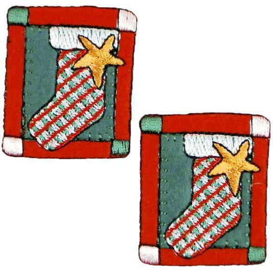 Christmas Stocking Patch Iron-on Applique/Patch Pack of 2  - Multi Colors