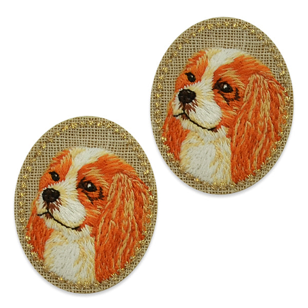 Darling Dog Embroidered Iron-On Patch Applique/Patch 2 Pack 1 3/4" x 1 1/2"  - Multi Colors