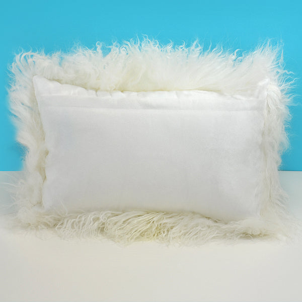 Mongolian Sheep Fur Lumbar Pillow 12"X18"