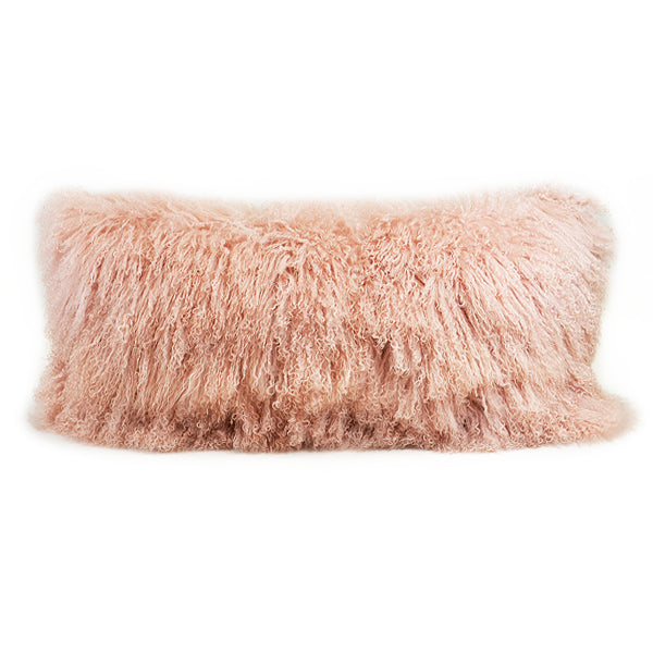 Mongolian Sheep Fur Lumbar Pillow 14"X30"