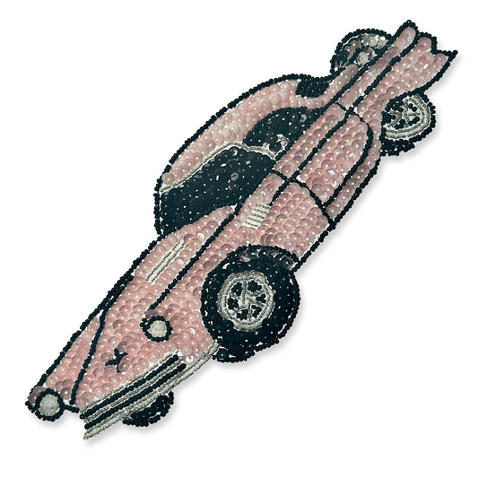 Classic Auto Thunderbird Sequin Applique/Patch  - Pink