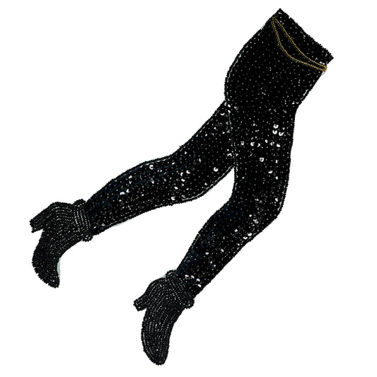 Large Stepping in Style Sequin Applique  - Black
