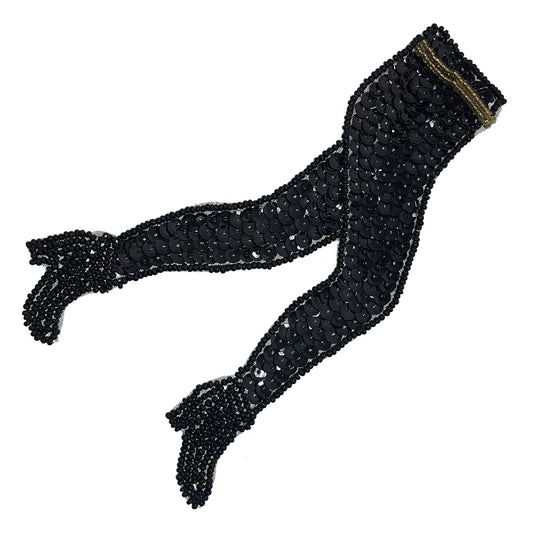 Small Stepping in Style Sequin Applique  - Black