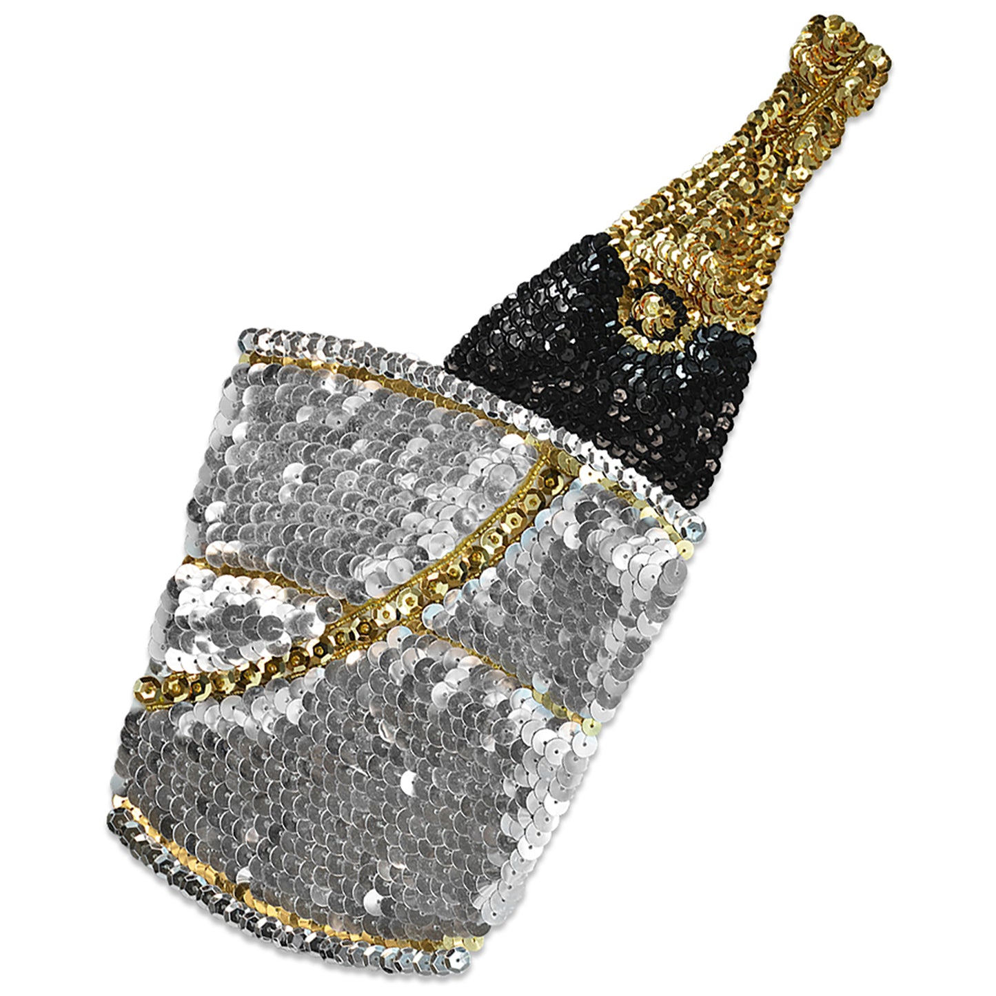 Large Champagne In Bucket Sequin Applique  - Multi Colors
