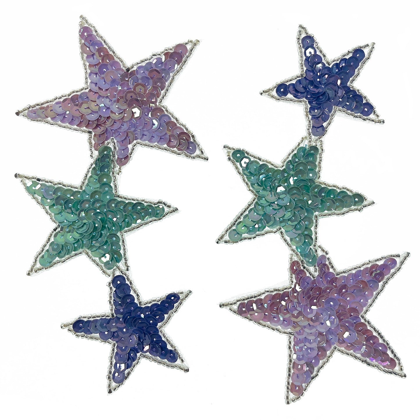 Southwest Cascading Star Sequin Applique (Pack of 2)  - Multi Colors