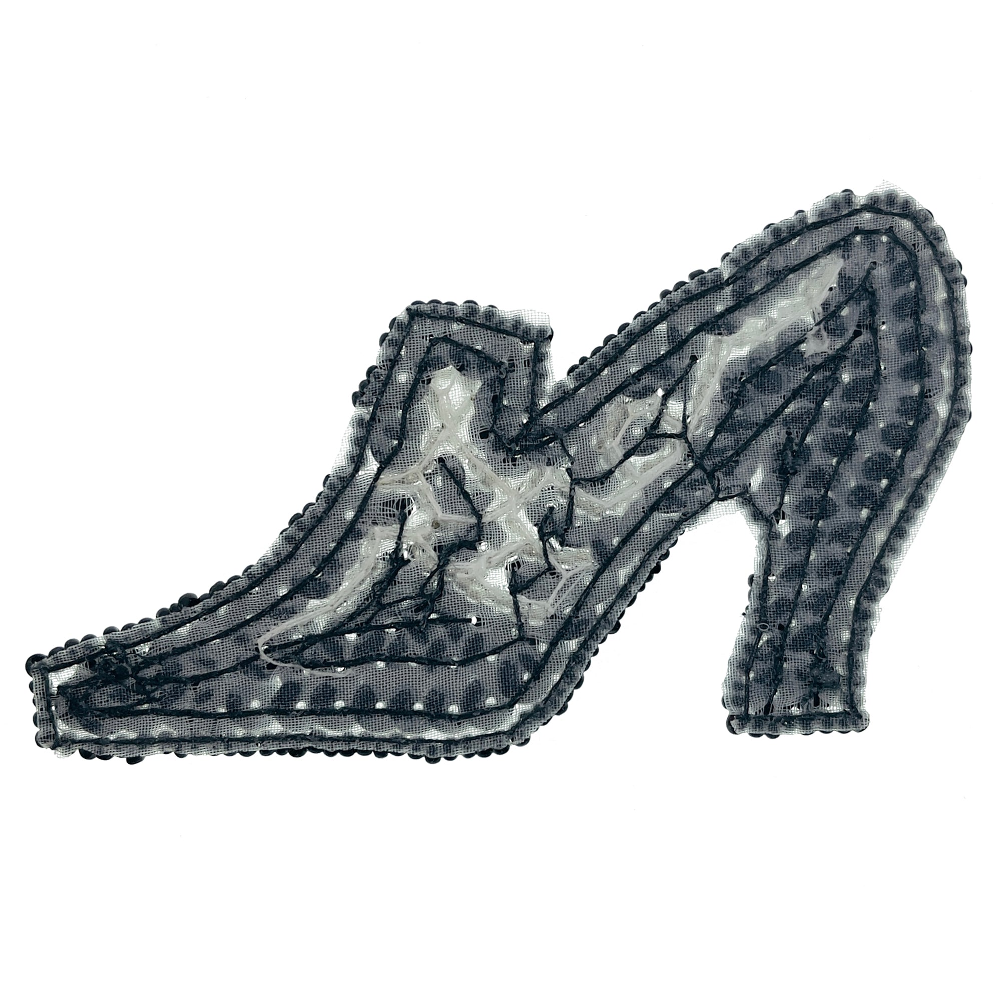 Vintage High Heel Shoe Beaded Sequin Applique