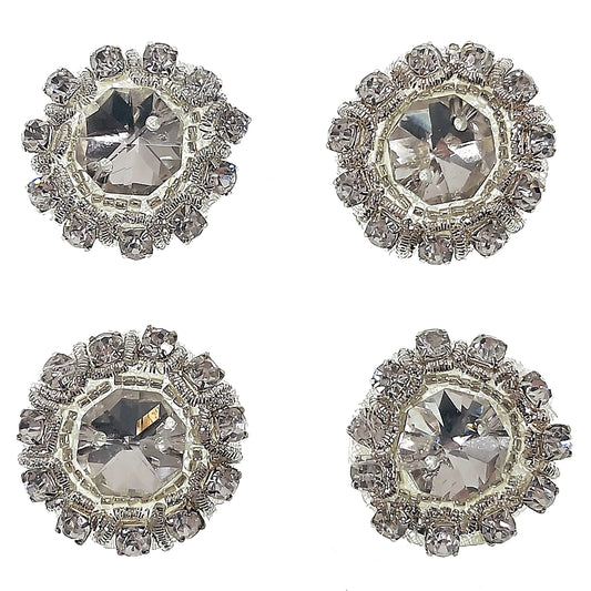 1" Round Rhinestone Applique/Patch Pack of 4  - Crystal