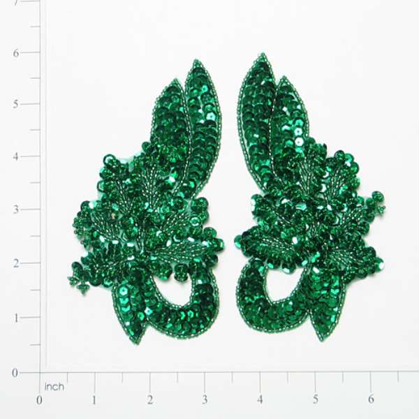 Swan Sequin Applique/Patch Pack of 2  - Kelly Green