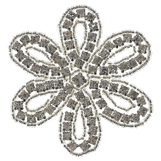 Rhinestone Flower Applique/Patch  - Crystal