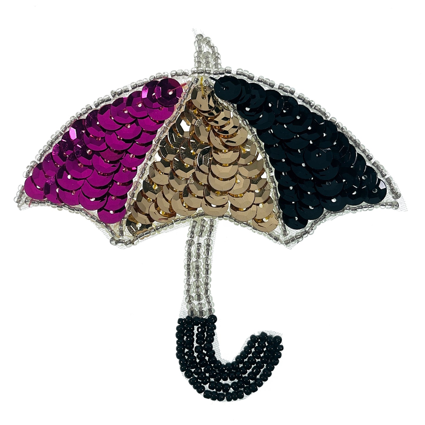 Umbrella with Multi-Colored Beaded Sequin Applique/Patch