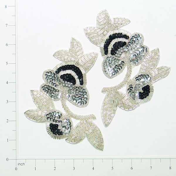 Tea Flower Sequin Applique Pack of 2