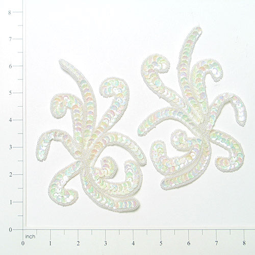 Octopus Sequin Applique/Patch Pack of 2  - White Aurora Borealis