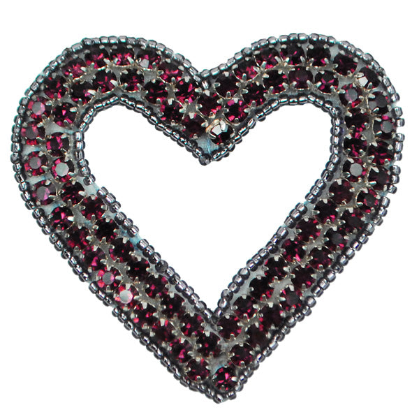 Heart Rhinestone Applique/Patch  - Purple