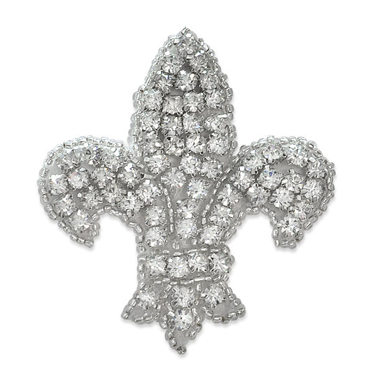 Rhinestone Fleur De Lis Applique/Patch  - Crystal