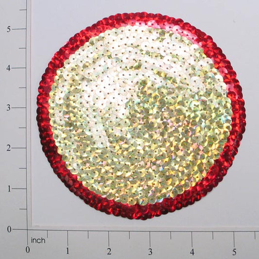 Circle Sequin Applique/Patch  - Gold/Red