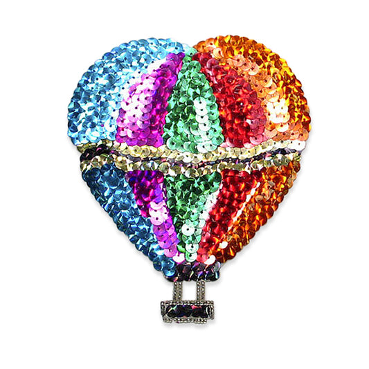 Multi Color Hot Air Balloon Beaded Sequin Applique/Patch 5" x 4 1/4"  - Multi Colors