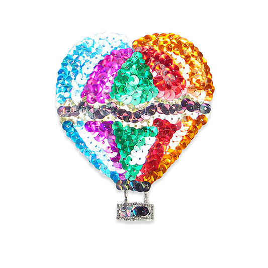 4" x 3 1/4" Prism Hot Air Balloon Sequin Applique/Patch  - Multi Colors