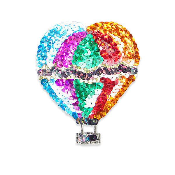 4" x 3 1/4" Prism Hot Air Balloon Sequin Applique/Patch  - Multi Colors