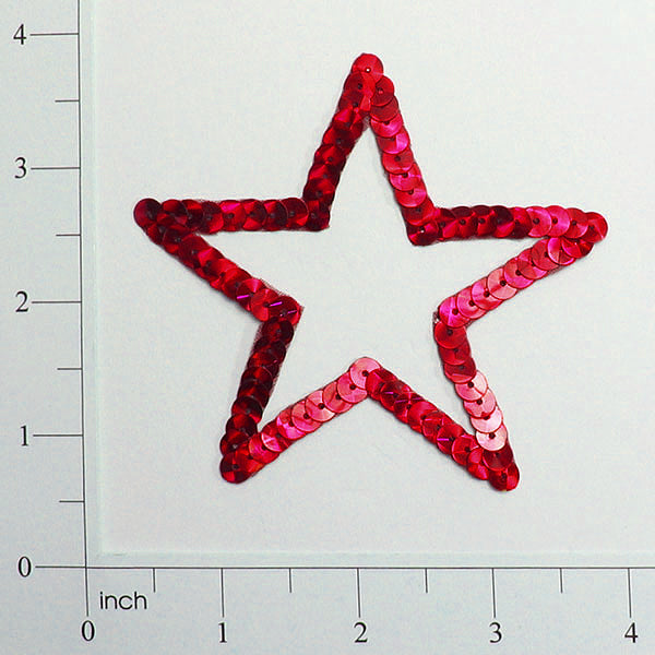 3 1/2" Prism Star Outline Sequin Applique/Patch  - Red