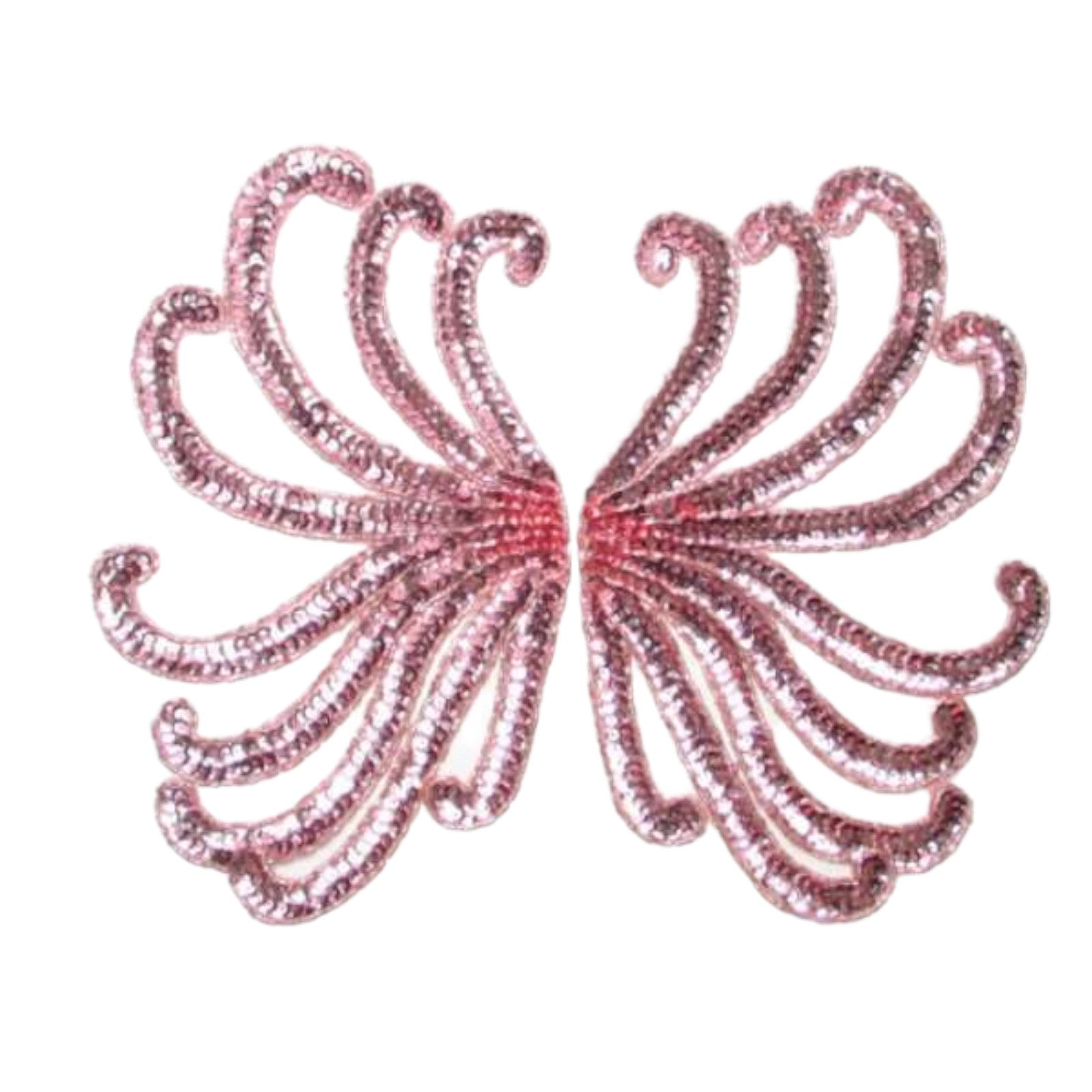 10 3/4" x 6 1/2" Swirl Sequin Applique/Patch Pack of 2 Mauve Sequin & Beaded Appliques