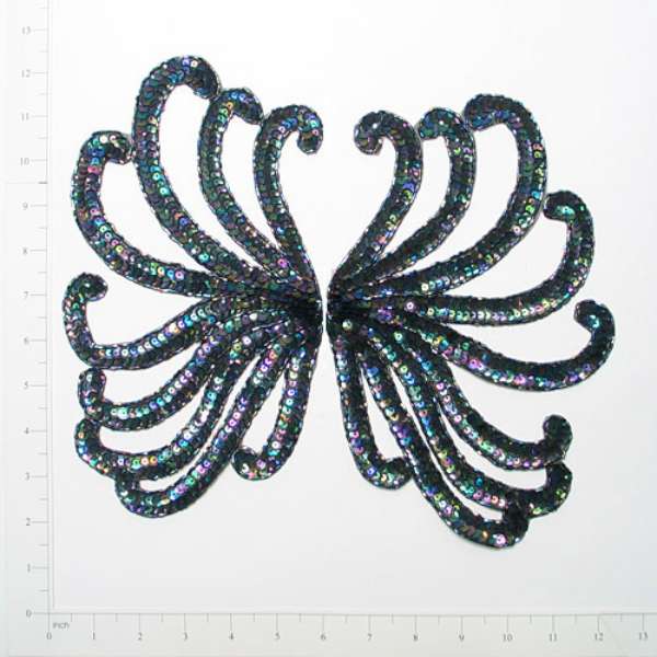 10 3/4" x 6 1/2" Swirl Sequin Applique/Patch Pack of 2