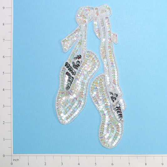 Dance Slippers Sequin Applique/Patch  - Crystal Aurora Borealis