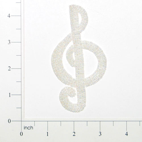 Beaded Treble Clef Applique/Patch Crystal Aurora Borealis Appliques
