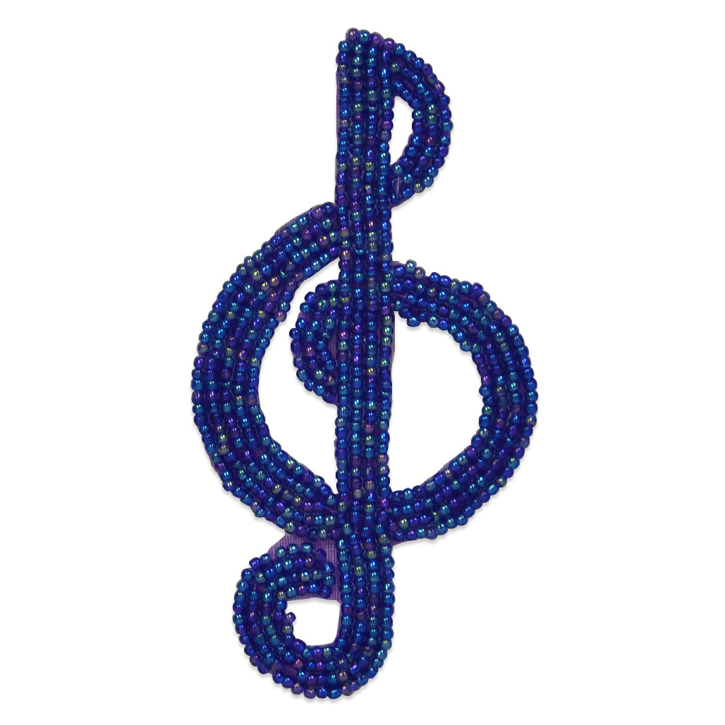 Beaded Treble Clef Applique/Patch Purple Appliques