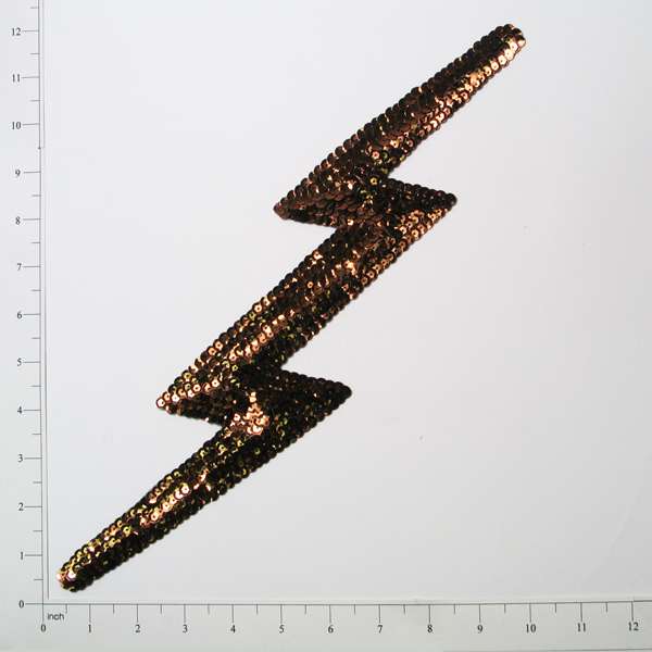 Lightening Bolt Sequin Applique/Patch  - Bronze