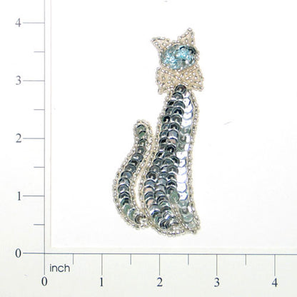 Cat with Bow Sequin Applique/Patch