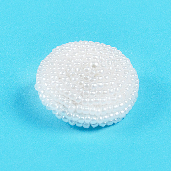 3 /4" x 3/4" Beaded Button  - White