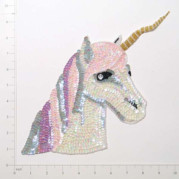 12" x 6" Unicorn Sequin Applique   - Multi Colors