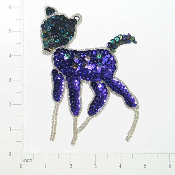 Deer Sequin Applique/Patch  - Purple