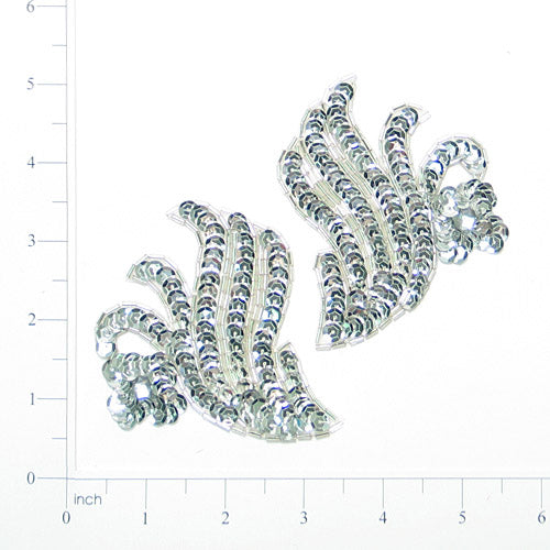 Willow Sequin Applique Pack of 2  - Silver
