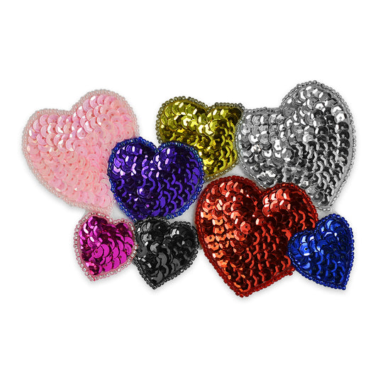 5 1/2" x 3 1/4" Heart Cluster Sequin Applique/Patch  - Multi Colors