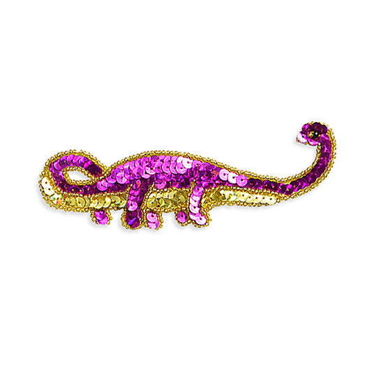 Pat Apathosaurus Dinosaur Sequin Applique/Patch - Purple - Small  - Multi Colors