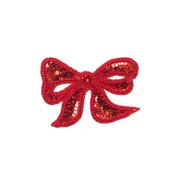 Bow Sequin Applique   - Red