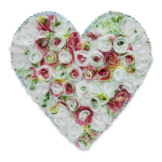 Large Rolled Fabric Heart Applique  - Multi Colors
