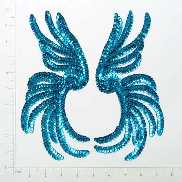 Seaweed Sequin Applique Pack of 2  - Aqua  Blue