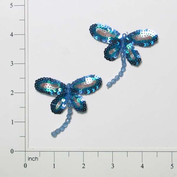 Dragonfly Sequin Applique Pack of 2  - Blue Multi