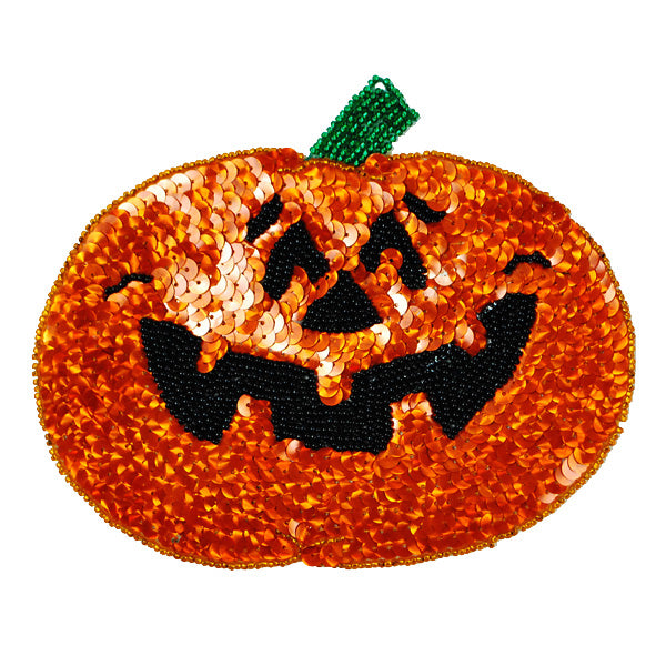 Jonathan Pumpkin Beaded Sequin Applique/Patch 6" x 5"