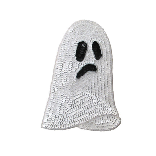 6 3/4" x 4 3/4" Ghost Sequin Applique/Patch  - White/ Black