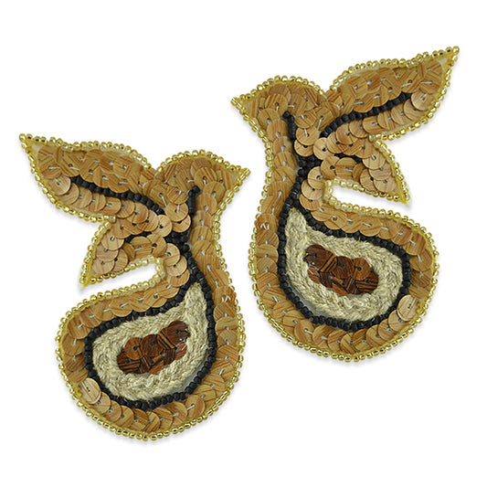 Bean Sprout Natural Applique/Patch 2 Pack 3" x 2 1/4"  - Natural Multi