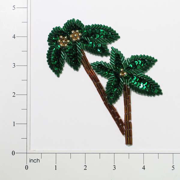 Palm  Trees Beaded Sequin Applique/Patch  - Multi Colors