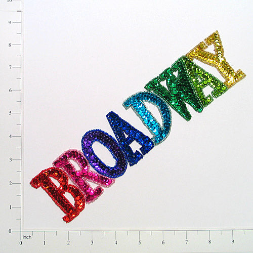 Broadway Beaded Sequin Applique/Patch 10 1/4" x 2 1/4"  - Multi Colors