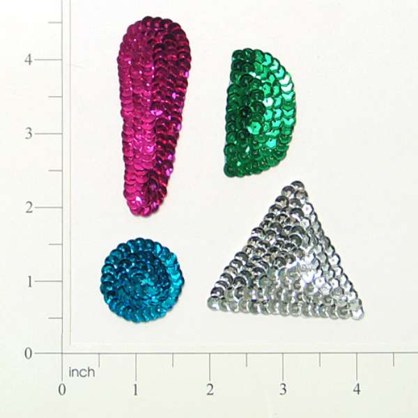 Scatters Applique/Patch - Pink, Blue, Green, Silver - 4 pcs.  - Multi Colors