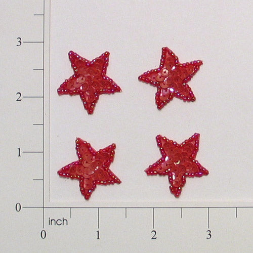 Sequin Star Applique/Patch - Coral - Mini - 4 pcs.