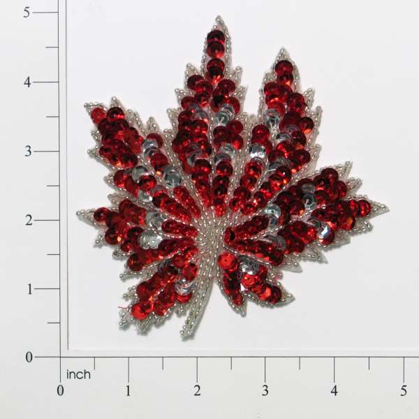 4 1/2" x 4 1/2" Maple Leaf Sequin Applique