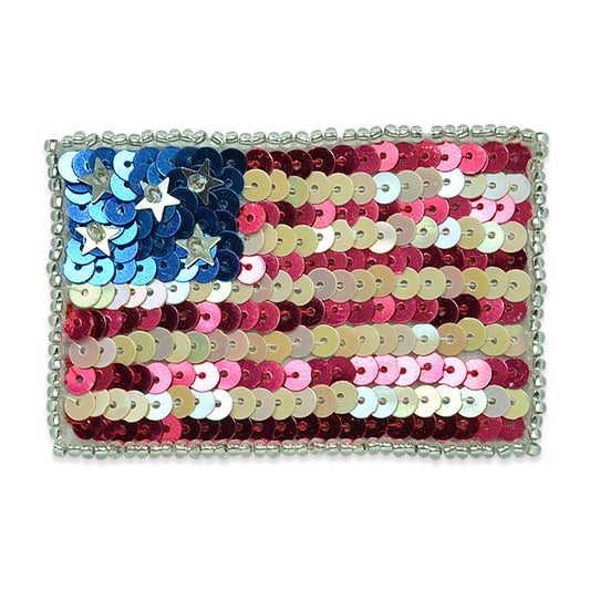 The Great Stars and Stripes American USA Flag Sequin Applique/Patch  - Red White and Blue